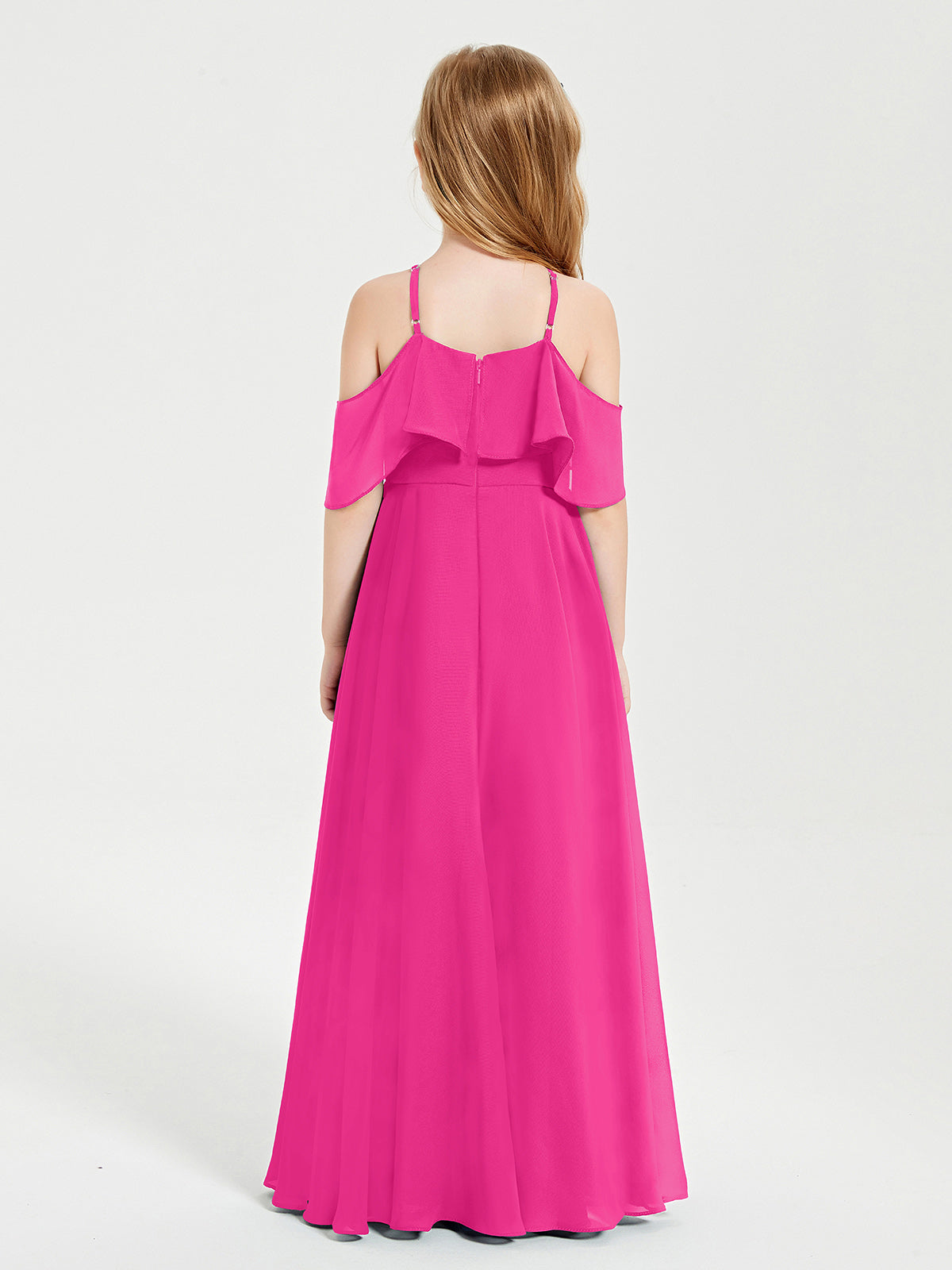 Off-the-Shoulder Long Dresses for Junior Bridesmaids Fuchsia